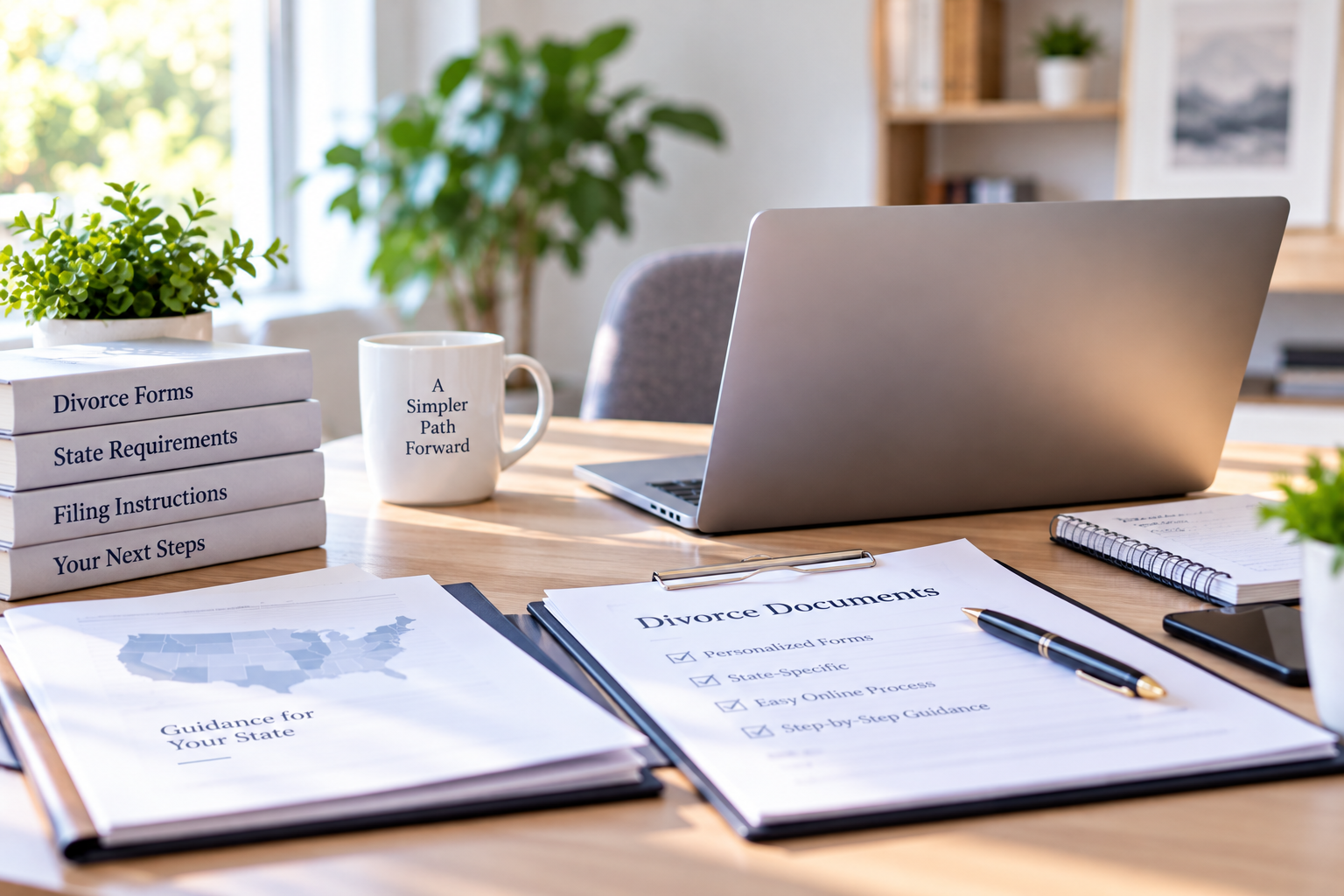 Organized state information and divorce documents